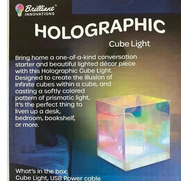 New! Brilliant Innovations Holographic Prism Illusion USB Power Cube Light - Picture 3 of 5